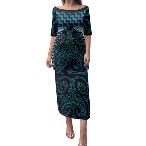 Blue Matariki New Zealand Family Matching Puletasi and Hawaiian Shirt Maori Poutama Galaxy Vibes