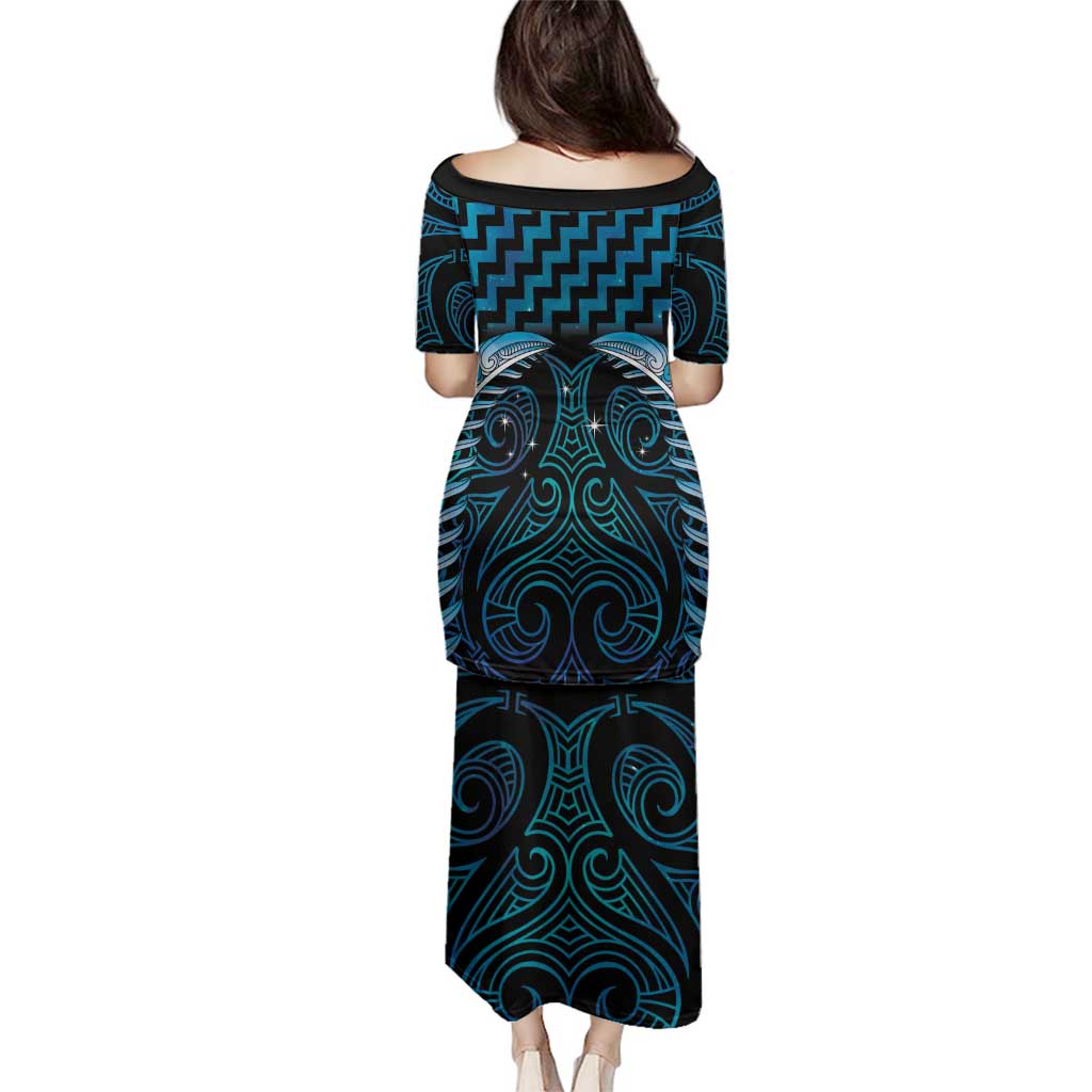 Blue Matariki New Zealand Family Matching Puletasi and Hawaiian Shirt Maori Poutama Galaxy Vibes