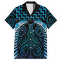 Blue Matariki New Zealand Family Matching Short Sleeve Bodycon Dress and Hawaiian Shirt Maori Poutama Galaxy Vibes