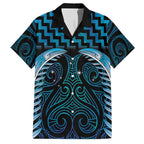 Blue Matariki New Zealand Family Matching Short Sleeve Bodycon Dress and Hawaiian Shirt Maori Poutama Galaxy Vibes