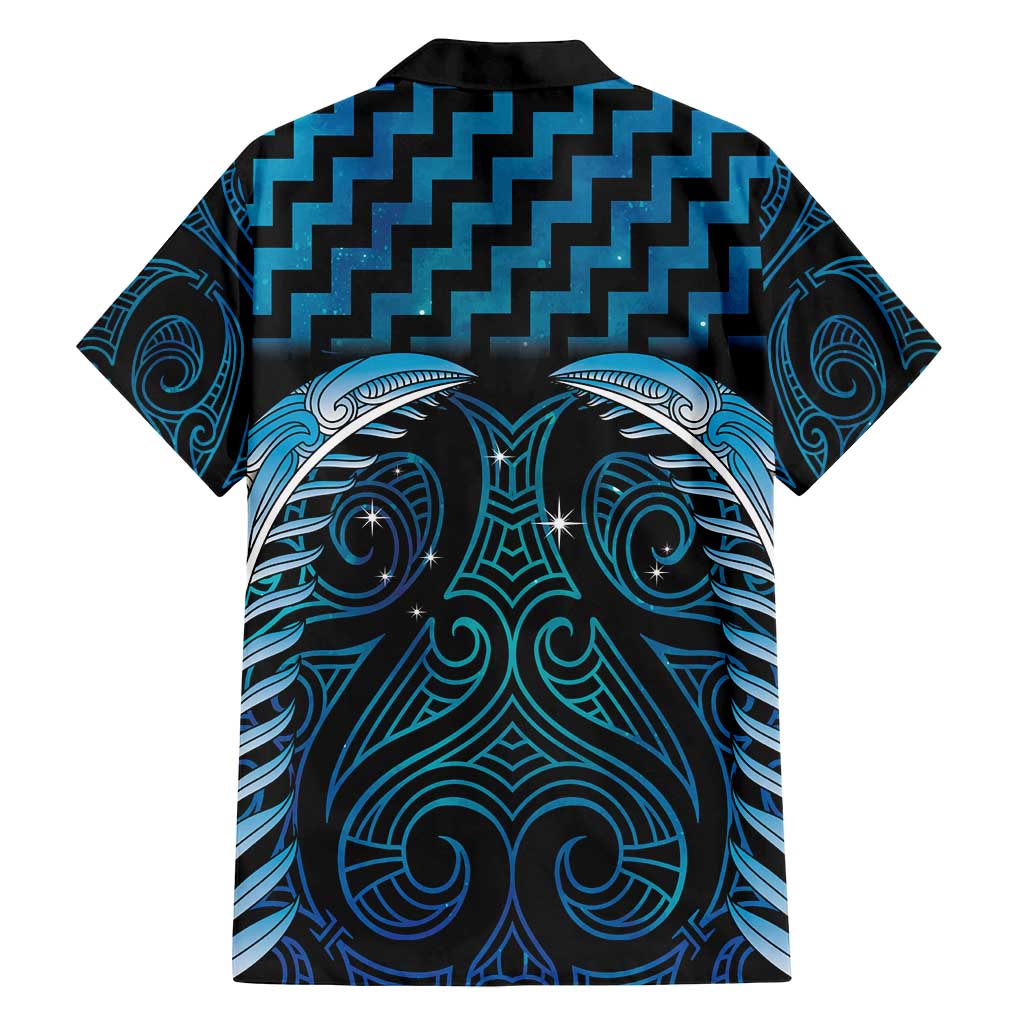 Blue Matariki New Zealand Family Matching Summer Maxi Dress and Hawaiian Shirt Maori Poutama Galaxy Vibes