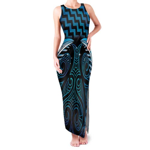 Blue Matariki New Zealand Family Matching Tank Maxi Dress and Hawaiian Shirt Maori Poutama Galaxy Vibes