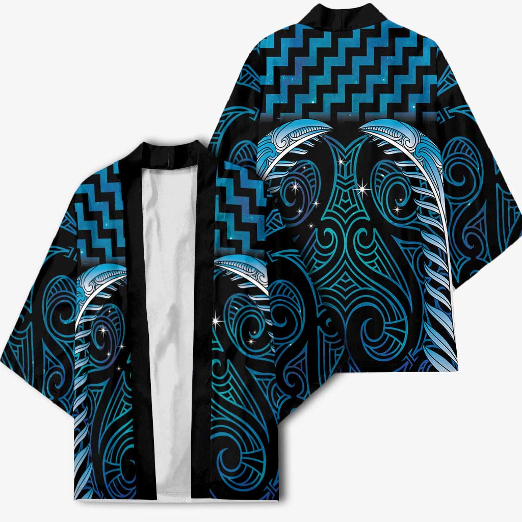 Blue Matariki New Zealand Kimono Maori Poutama Galaxy Vibes - Aussie Hoodie