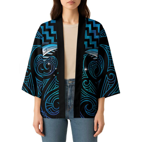 Blue Matariki New Zealand Kimono Maori Poutama Galaxy Vibes - Aussie Hoodie