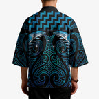 Blue Matariki New Zealand Kimono Maori Poutama Galaxy Vibes - Aussie Hoodie