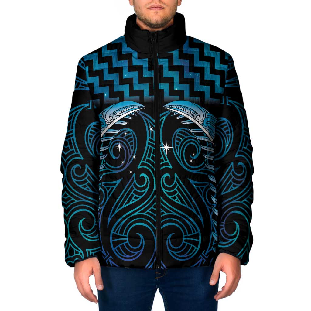 Blue Matariki New Zealand Padded Jacket Maori Poutama Galaxy Vibes - Aussie Hoodie