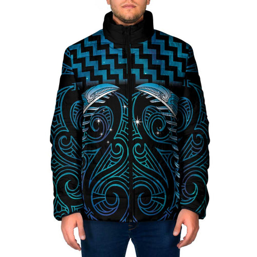 Blue Matariki New Zealand Padded Jacket Maori Poutama Galaxy Vibes - Aussie Hoodie