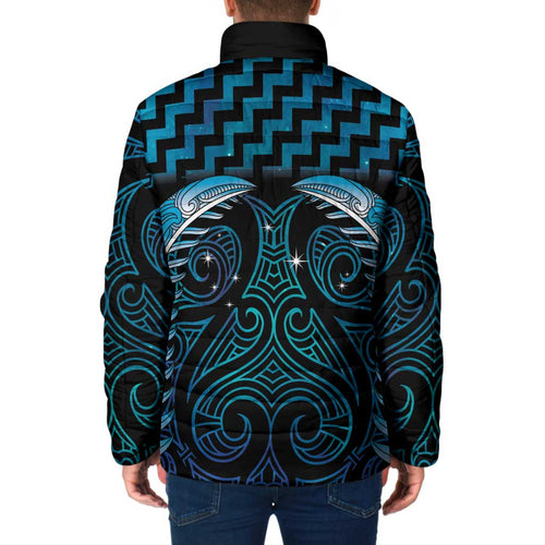Blue Matariki New Zealand Padded Jacket Maori Poutama Galaxy Vibes - Aussie Hoodie