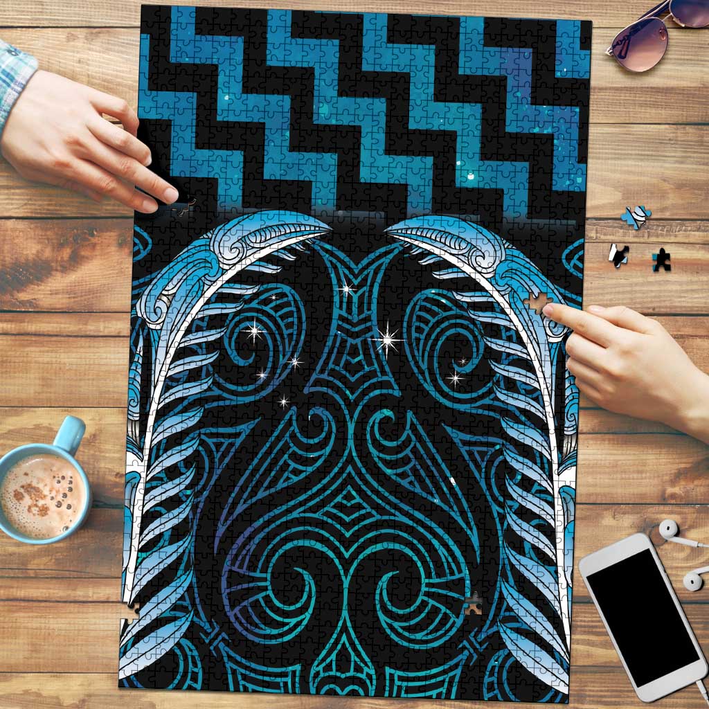 Blue Matariki New Zealand Puzzle Maori Poutama Galaxy Vibes - Aussie Hoodie