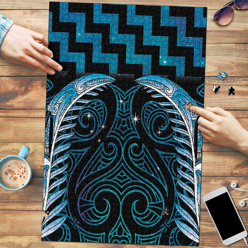 Blue Matariki New Zealand Puzzle Maori Poutama Galaxy Vibes - Aussie Hoodie