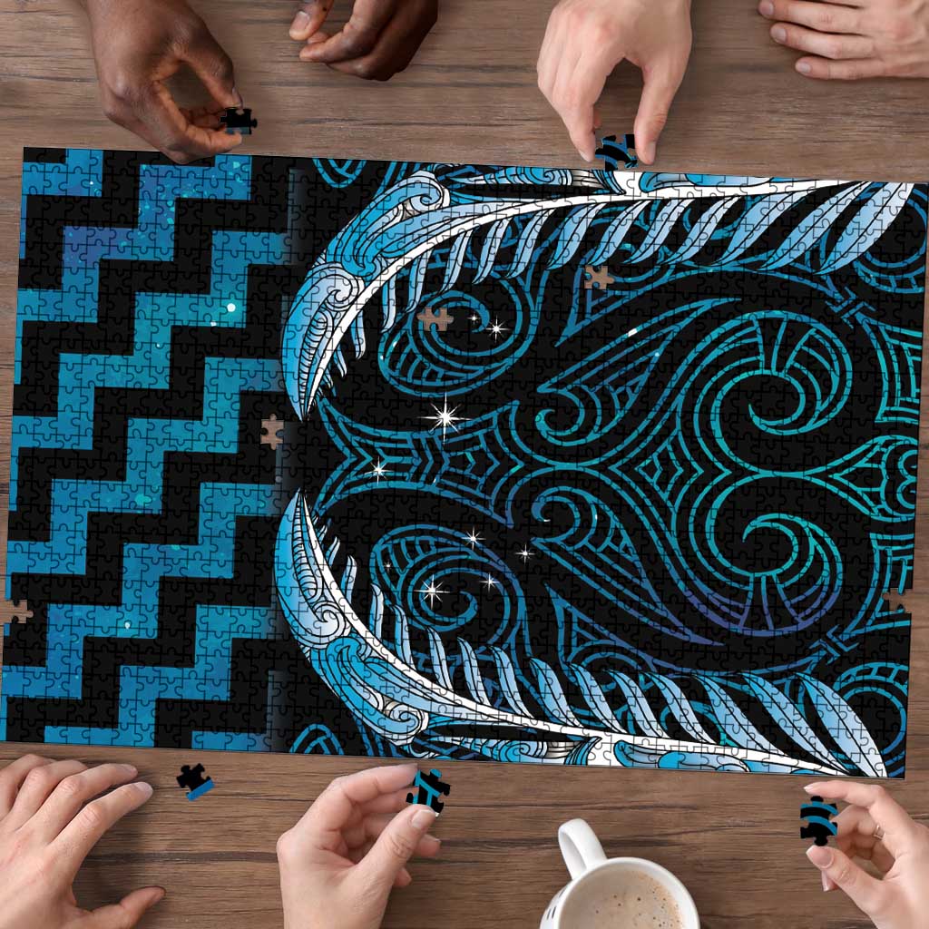 Blue Matariki New Zealand Puzzle Maori Poutama Galaxy Vibes - Aussie Hoodie