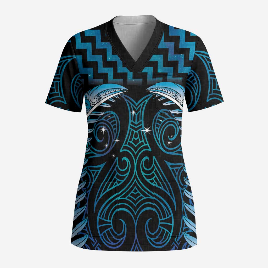 Blue Matariki New Zealand Scrub Top Maori Poutama Galaxy Vibes - Aussie Hoodie