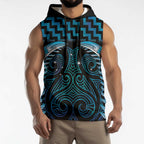 Blue Matariki New Zealand Sleeveless Hoodie Maori Poutama Galaxy Vibes - Aussie Hoodie