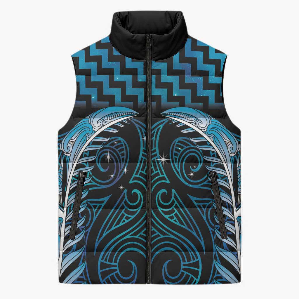 Blue Matariki New Zealand Sleeveless Puffer Jacket Maori Poutama Galaxy Vibes - Aussie Hoodie