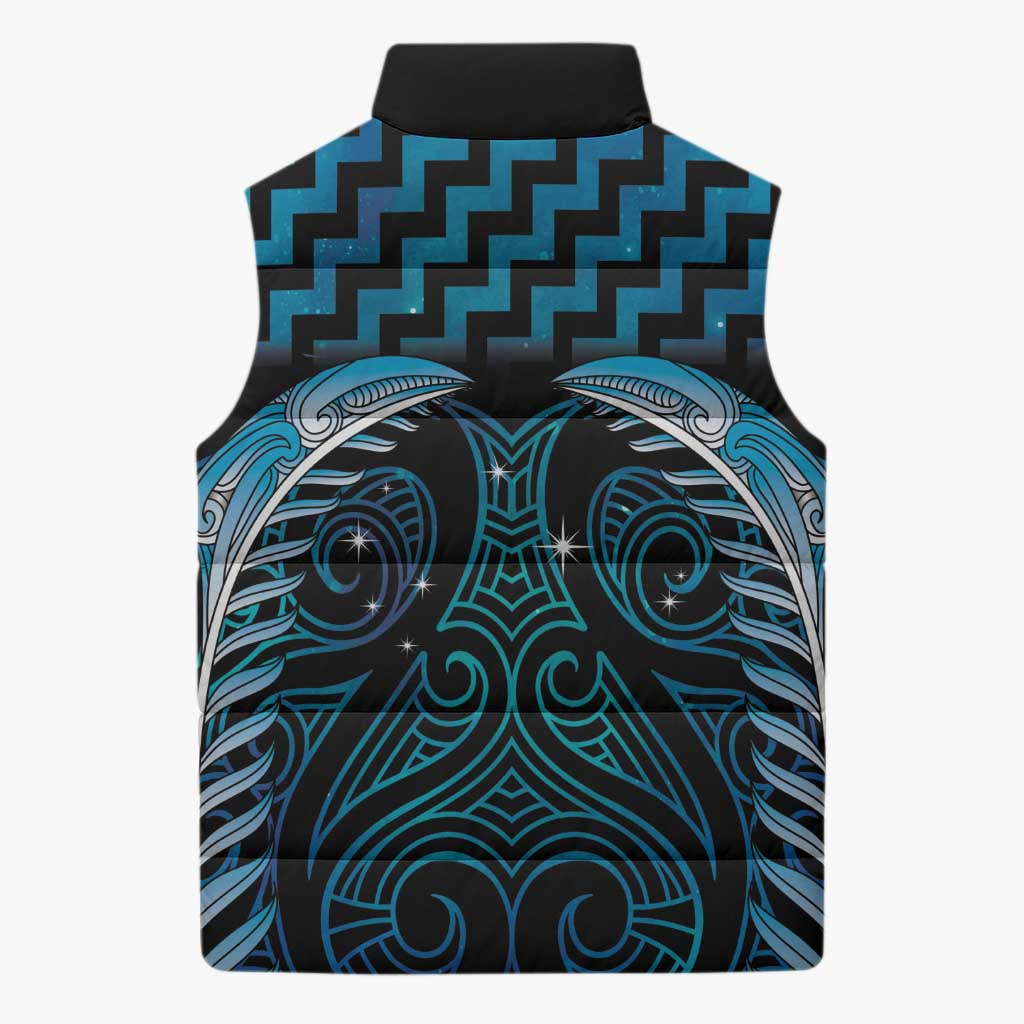 Blue Matariki New Zealand Sleeveless Puffer Jacket Maori Poutama Galaxy Vibes - Aussie Hoodie