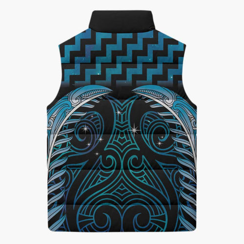 Blue Matariki New Zealand Sleeveless Puffer Jacket Maori Poutama Galaxy Vibes - Aussie Hoodie