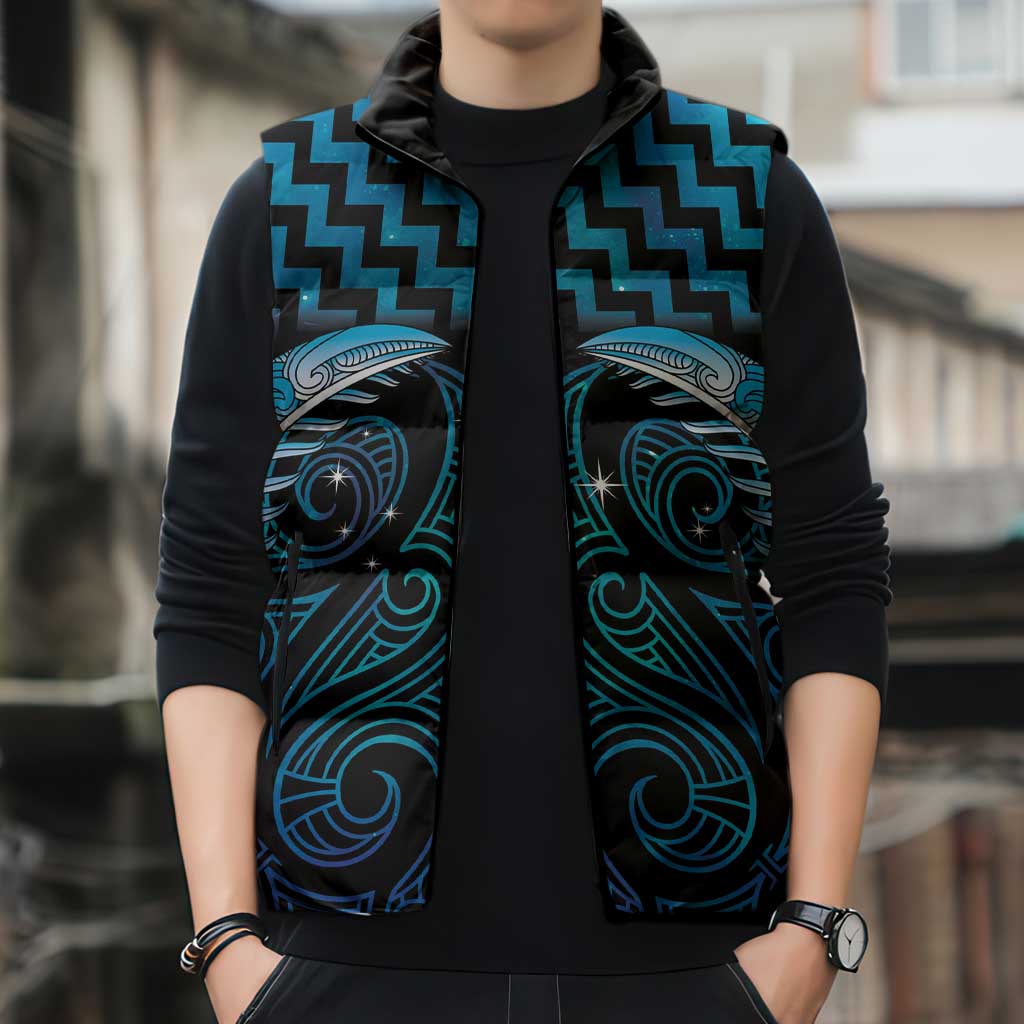 Blue Matariki New Zealand Sleeveless Puffer Jacket Maori Poutama Galaxy Vibes - Aussie Hoodie