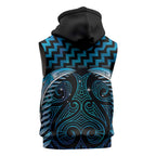 Blue Matariki New Zealand Sleeveless Zip Hoodie Maori Poutama Galaxy Vibes LT14