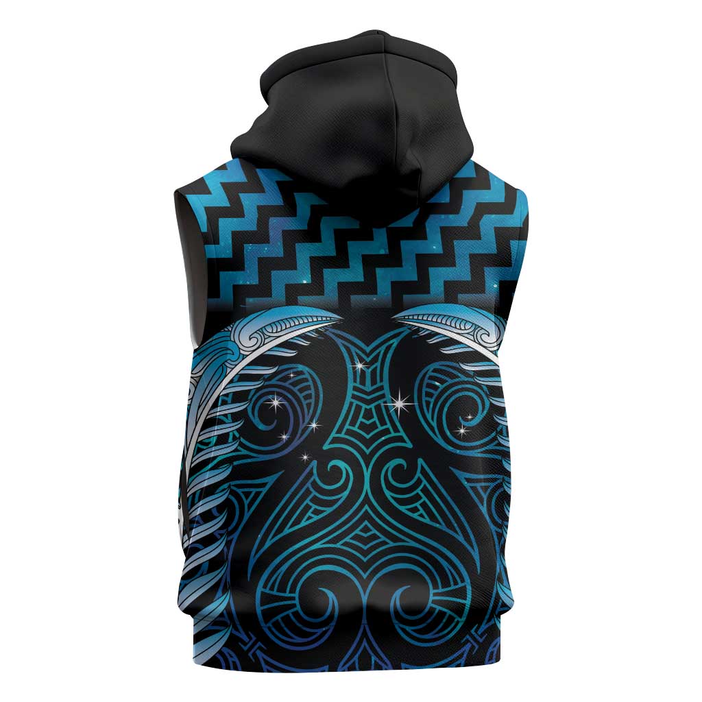 Blue Matariki New Zealand Sleeveless Zip Hoodie Maori Poutama Galaxy Vibes LT14