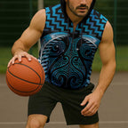 Blue Matariki New Zealand Sleeveless Zip Hoodie Maori Poutama Galaxy Vibes LT14