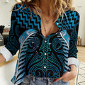 Blue Matariki New Zealand Women Casual Shirt Maori Poutama Galaxy Vibes