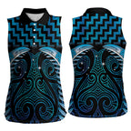 Blue Matariki New Zealand Women Sleeveless Polo Shirt Maori Poutama Galaxy Vibes