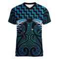 Blue Matariki New Zealand Women V-Neck T-Shirt Maori Poutama Galaxy Vibes
