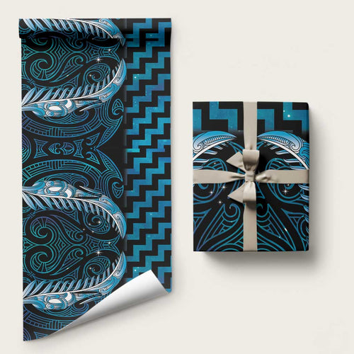 Blue Matariki New Zealand Wrapping Paper Maori Poutama Galaxy Vibes - Aussie Hoodie