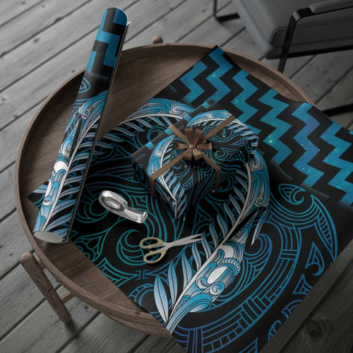 Blue Matariki New Zealand Wrapping Paper Maori Poutama Galaxy Vibes - Aussie Hoodie