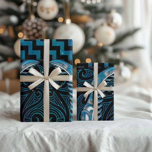 Blue Matariki New Zealand Wrapping Paper Maori Poutama Galaxy Vibes - Aussie Hoodie