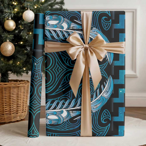Blue Matariki New Zealand Wrapping Paper Maori Poutama Galaxy Vibes - Aussie Hoodie