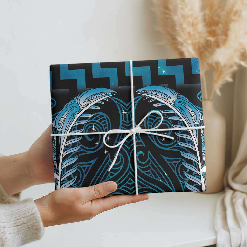 Blue Matariki New Zealand Wrapping Paper Maori Poutama Galaxy Vibes - Aussie Hoodie