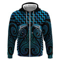 Blue Matariki New Zealand Zip Hoodie Maori Poutama Galaxy Vibes