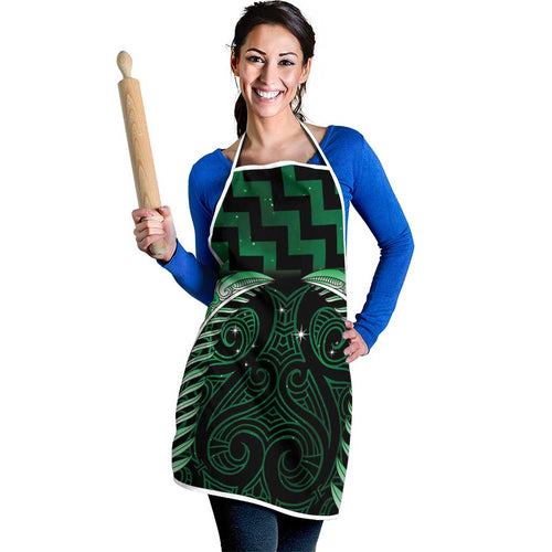 Green Matariki New Zealand Apron Maori Poutama Galaxy Vibes - Aussie Hoodie