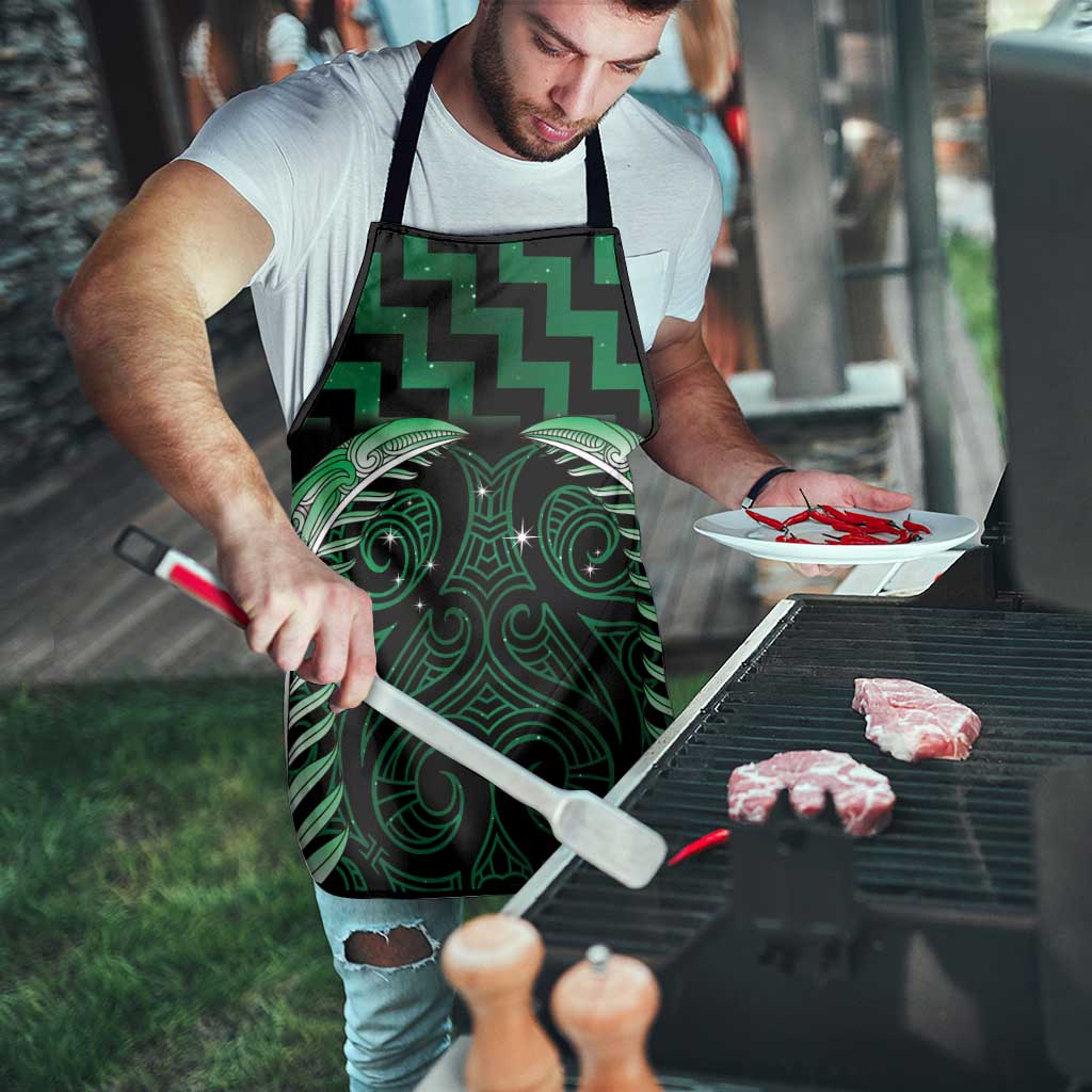 Green Matariki New Zealand Apron Maori Poutama Galaxy Vibes - Aussie Hoodie