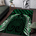 Green Matariki New Zealand Area Rug Maori Poutama Galaxy Vibes