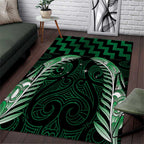 Green Matariki New Zealand Area Rug Maori Poutama Galaxy Vibes