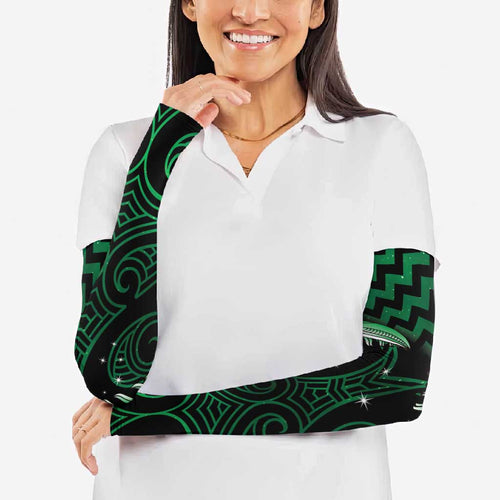 Green Matariki New Zealand Arm Sleeves Maori Poutama Galaxy Vibes - Aussie Hoodie