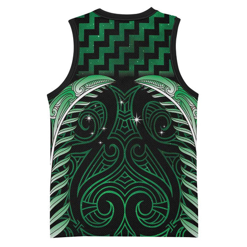 Green Matariki New Zealand Basketball Jersey Maori Poutama Galaxy Vibes - Aussie Hoodie