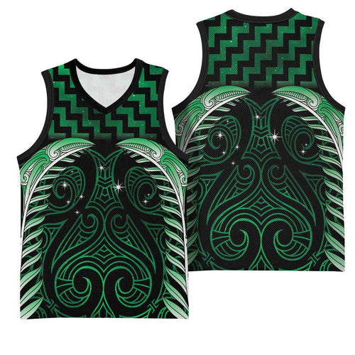 Green Matariki New Zealand Basketball Jersey Maori Poutama Galaxy Vibes - Aussie Hoodie
