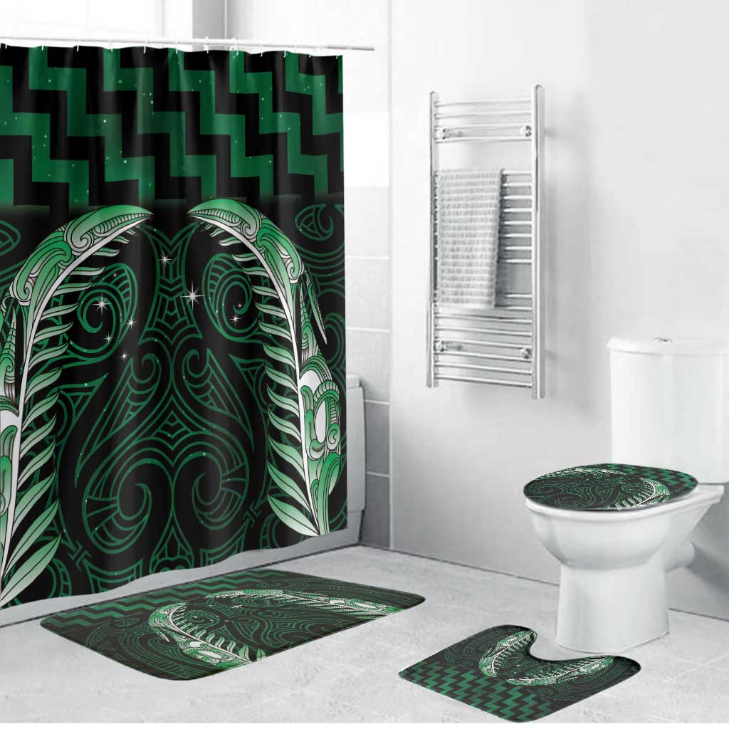 Green Matariki New Zealand Bathroom Set Maori Poutama Galaxy Vibes - Aussie Hoodie