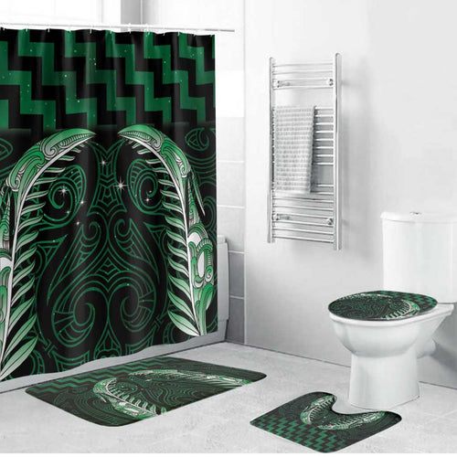 Green Matariki New Zealand Bathroom Set Maori Poutama Galaxy Vibes - Aussie Hoodie