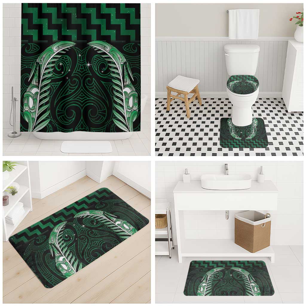 Green Matariki New Zealand Bathroom Set Maori Poutama Galaxy Vibes - Aussie Hoodie