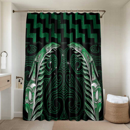 Green Matariki New Zealand Bathroom Set Maori Poutama Galaxy Vibes - Aussie Hoodie