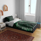 Green Matariki New Zealand Bedding Set Maori Poutama Galaxy Vibes