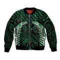 Green Matariki New Zealand Bomber Jacket Maori Poutama Galaxy Vibes
