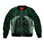 Green Matariki New Zealand Bomber Jacket Maori Poutama Galaxy Vibes