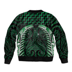 Green Matariki New Zealand Bomber Jacket Maori Poutama Galaxy Vibes