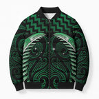 Green Matariki New Zealand Bomber Puffer Jacket Maori Poutama Galaxy Vibes - Aussie Hoodie