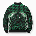 Green Matariki New Zealand Bomber Puffer Jacket Maori Poutama Galaxy Vibes - Aussie Hoodie